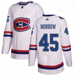 Mens Adidas Montreal Canadiens 45 Joe Morrow Authentic White 2017 100 Classic NHL Jersey 