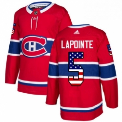 Mens Adidas Montreal Canadiens 5 Guy Lapointe Authentic Red USA Flag Fashion NHL Jersey 