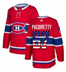 Mens Adidas Montreal Canadiens 67 Max Pacioretty Authentic Red USA Flag Fashion NHL Jersey 