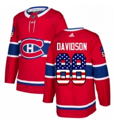 Mens Adidas Montreal Canadiens 88 Brandon Davidson Authentic Red USA Flag Fashion NHL Jersey 