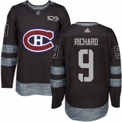 Mens Adidas Montreal Canadiens 9 Maurice Richard Authentic Black 1917 2017 100th Anniversary NHL Jersey 