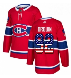 Mens Adidas Montreal Canadiens 92 Jonathan Drouin Authentic Red USA Flag Fashion NHL Jersey 