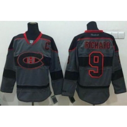 Montreal Canadiens #9 Maurice Richard Charcoal Cross Check Fashion Stitched NHL Jersey