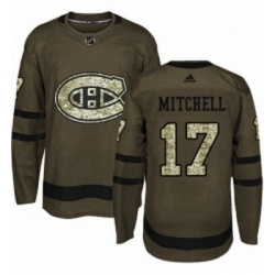 Youth Adidas Montreal Canadiens 17 Torrey Mitchell Authentic Green Salute to Service NHL Jersey 