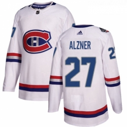 Youth Adidas Montreal Canadiens 27 Karl Alzner Authentic White 2017 100 Classic NHL Jersey 