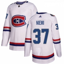 Youth Adidas Montreal Canadiens 37 Antti Niemi Authentic White 2017 100 Classic NHL Jersey 