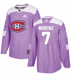 Youth Adidas Montreal Canadiens 7 Howie Morenz Authentic Purple Fights Cancer Practice NHL Jersey 