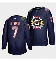 Men Minnesota Wild 7 Nico Sturm 2021 22 Navy Native American Heritage Day Stitched Jersey