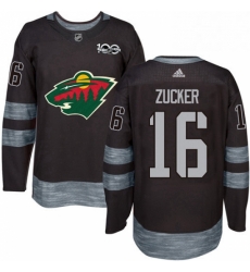 Mens Adidas Minnesota Wild 16 Jason Zucker Authentic Black 1917 2017 100th Anniversary NHL Jersey 