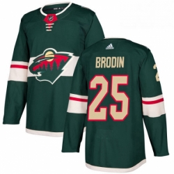 Mens Adidas Minnesota Wild 25 Jonas Brodin Authentic Green Home NHL Jersey 