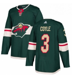 Mens Adidas Minnesota Wild 3 Charlie Coyle Premier Green Home NHL Jersey 