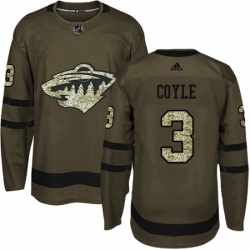 Mens Adidas Minnesota Wild 3 Charlie Coyle Premier Green Salute to Service NHL Jersey 