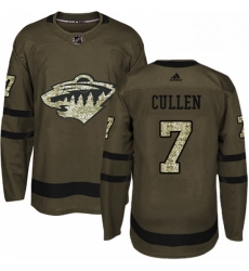 Mens Adidas Minnesota Wild 7 Matt Cullen Premier Green Salute to Service NHL Jersey 