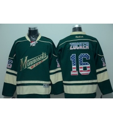 Minnesota Wild #16 Jason Zucker Green USA Flag Fashion Stitched NHL Jersey