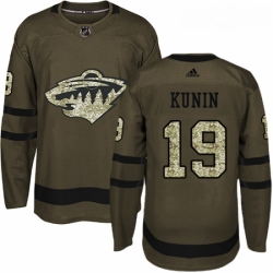 Youth Adidas Minnesota Wild 19 Luke Kunin Premier Green Salute to Service NHL Jersey 