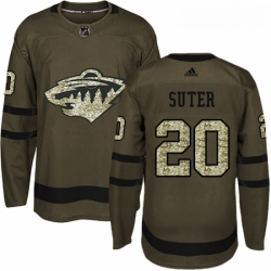 Youth Adidas Minnesota Wild 20 Ryan Suter Premier Green Salute to Service NHL Jersey 