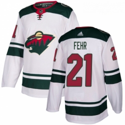 Youth Adidas Minnesota Wild 21 Eric Fehr Authentic White Away NHL Jersey 