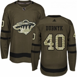 Youth Adidas Minnesota Wild 40 Devan Dubnyk Premier Green Salute to Service NHL Jersey 