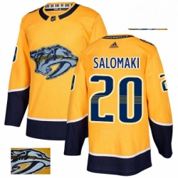 Mens Adidas Nashville Predators 20 Miikka Salomaki Authentic Gold Fashion Gold NHL Jersey 