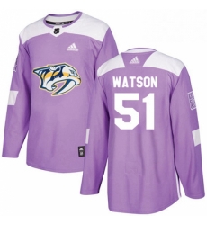 Mens Adidas Nashville Predators 51 Austin Watson Authentic Purple Fights Cancer Practice NHL Jersey 