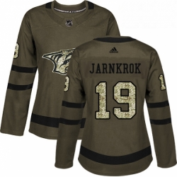 Womens Adidas Nashville Predators 19 Calle Jarnkrok Authentic Green Salute to Service NHL Jersey 