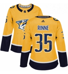 Womens Adidas Nashville Predators 35 Pekka Rinne Authentic Gold Home NHL Jersey 