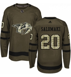 Youth Adidas Nashville Predators 20 Miikka Salomaki Authentic Green Salute to Service NHL Jersey 