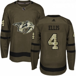 Youth Adidas Nashville Predators 4 Ryan Ellis Authentic Green Salute to Service NHL Jersey 