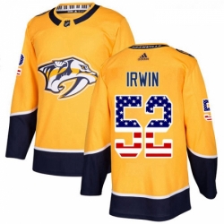 Youth Adidas Nashville Predators 52 Matt Irwin Authentic Gold USA Flag Fashion NHL Jersey 