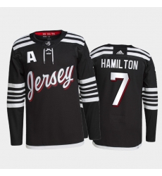 Men New Jersey Devils 7 Dougie Hamilton 2021 2022 Black Stitched Jersey