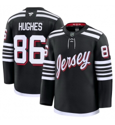 Men New Jersey Devils 86 Jack Hughes Black 2024 25 Alternate Stitched Hockey Jersey