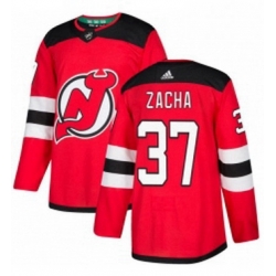 Mens Adidas New Jersey Devils 37 Pavel Zacha Authentic Red Home NHL Jersey 