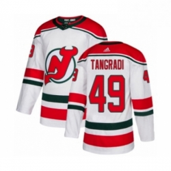 Mens Adidas New Jersey Devils 49 Eric Tangradi Premier White Alternate NHL Jersey 