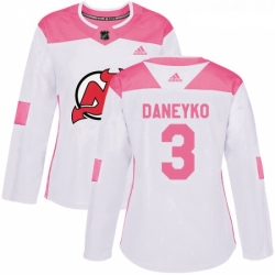 Womens Adidas New Jersey Devils 3 Ken Daneyko Authentic WhitePink Fashion NHL Jersey 