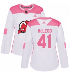 Womens Adidas New Jersey Devils 41 Michael McLeod Authentic WhitePink Fashion NHL Jersey 