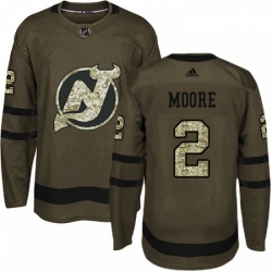 Youth Adidas New Jersey Devils 2 John Moore Authentic Green Salute to Service NHL Jersey 