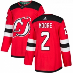 Youth Adidas New Jersey Devils 2 John Moore Authentic Red Home NHL Jersey 