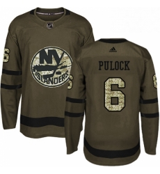 Mens Adidas New York Islanders 6 Ryan Pulock Premier Green Salute to Service NHL Jersey 