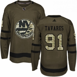 Mens Adidas New York Islanders 91 John Tavares Premier Green Salute to Service NHL Jersey 