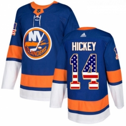 Youth Adidas New York Islanders 14 Thomas Hickey Authentic Royal Blue USA Flag Fashion NHL Jersey 