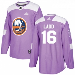 Youth Adidas New York Islanders 16 Andrew Ladd Authentic Purple Fights Cancer Practice NHL Jersey 