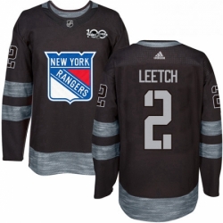 Mens Adidas New York Rangers 2 Brian Leetch Authentic Black 1917 2017 100th Anniversary NHL Jersey 