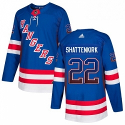 Mens Adidas New York Rangers 22 Kevin Shattenkirk Authentic Royal Blue Drift Fashion NHL Jersey 