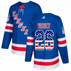 Mens Adidas New York Rangers 26 Jimmy Vesey Authentic Royal Blue USA Flag Fashion NHL Jersey 