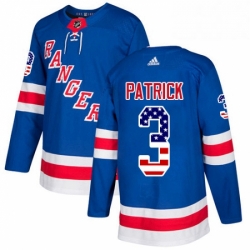 Mens Adidas New York Rangers 3 James Patrick Authentic Royal Blue USA Flag Fashion NHL Jersey 