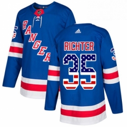 Mens Adidas New York Rangers 35 Mike Richter Authentic Royal Blue USA Flag Fashion NHL Jersey 