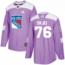 Mens Adidas New York Rangers 76 Brady Skjei Authentic Purple Fights Cancer Practice NHL Jersey 