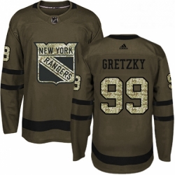 Mens Adidas New York Rangers 99 Wayne Gretzky Premier Green Salute to Service NHL Jersey 