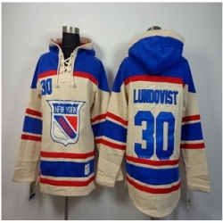 New York Rangers #30 Henrik Lundqvist Cream Sawyer Hooded Sweatshirt Stitched NHL jersey