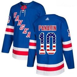 Rangers #10 Artemi Panarin Royal Blue Home Authentic USA Flag Stitched Hockey Jersey